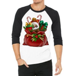 Chrismas Santa Claus Bag 3/4 Sleeve Shirt