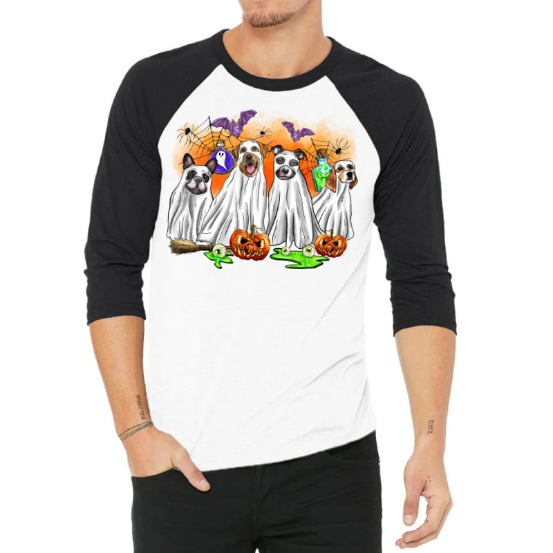 Ghost Dogs Halloween 3/4 Sleeve Shirt 3 Ghost Dogs Halloween 3/4 Sleeve Shirt