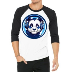 Panda Blue Headphones 3/4 Sleeve Shirt