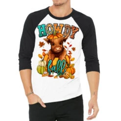 Hay There Fall Pumpkin Heifer 3/4 Sleeve Shirt