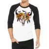 Halloween Bull Skull 3/4 Sleeve Shirt