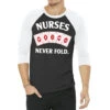 Nurses Never Old 3/4 Sleeve Shirt -Rugged Roots Store pmd.2527167197.33.25103300.s3.1 front black and white2 ffffff none x0y0 150 800x800 1
